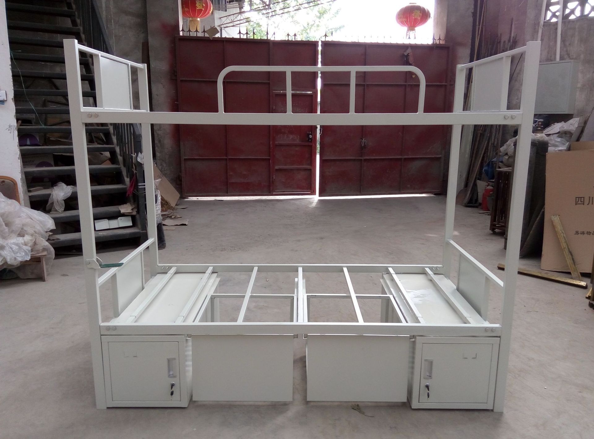 钢制上下铺床厂家直销量大从优上下铺钢床单层床上下铺床带柜