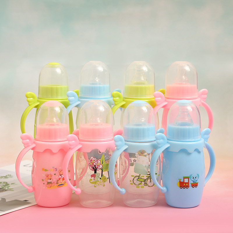 Baby Bottle with Handle Drop-Resistant Standard Caliber Pp Plastic Shatter Proof Newborn Big Baby Anti-Flatulence Drinking Water