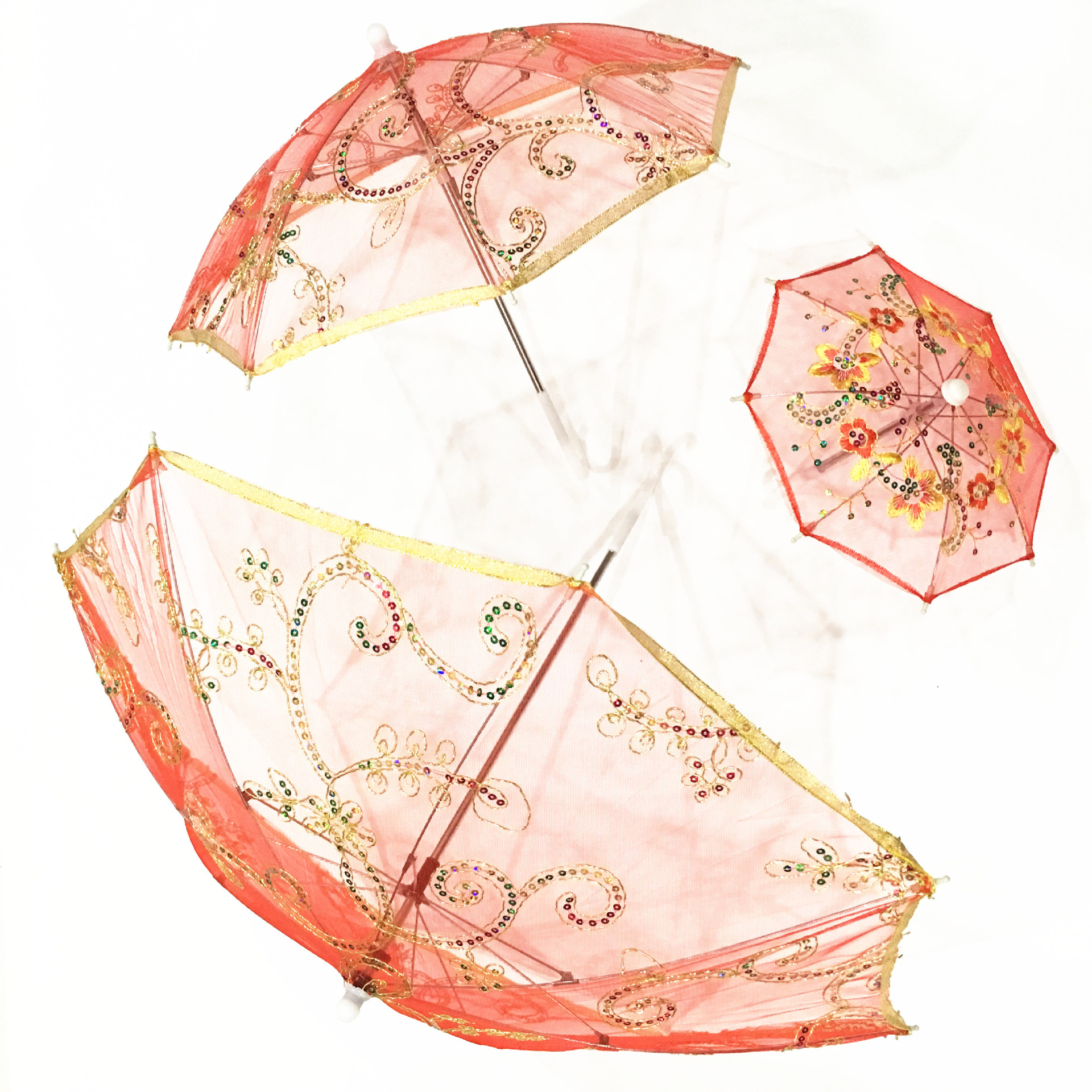 小号蕾丝绣花伞 精致绣花彩片工艺伞 儿童玩具大号蕾丝伞工艺伞