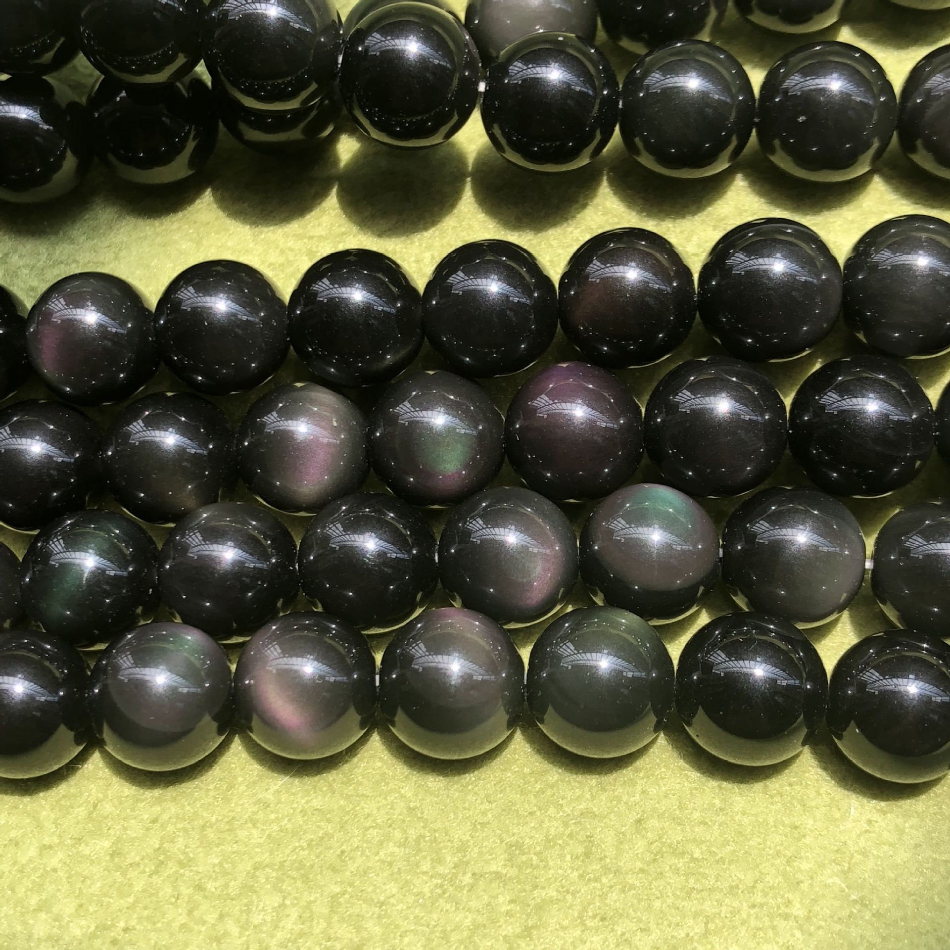 rainbow obsidian 纯天然彩曜石圆散珠子 4-18mm diy手链半成品