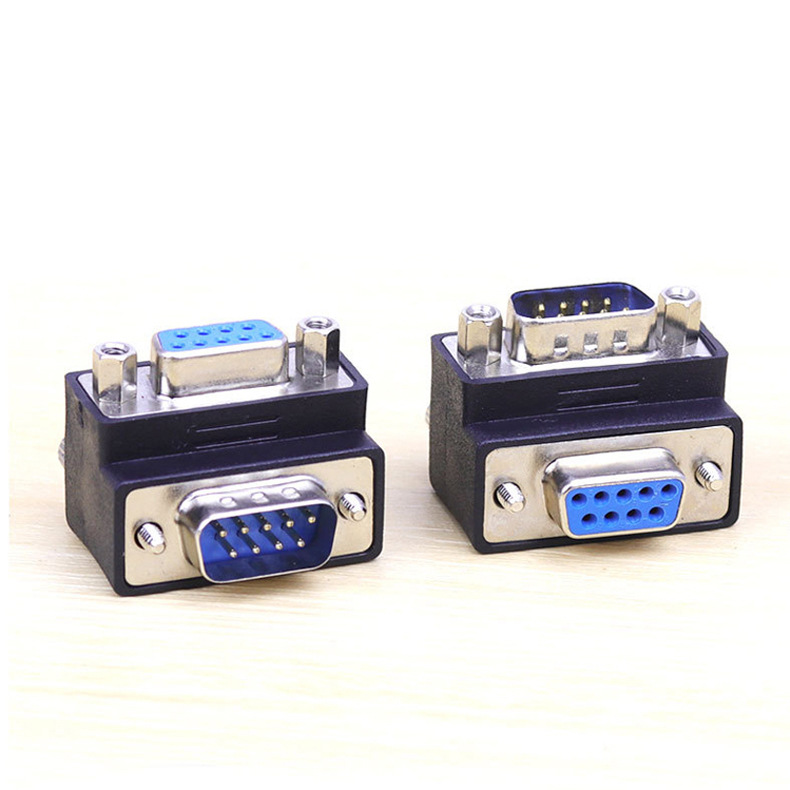 90度串口公对母 母对母 db9 rs232 9针对9孔 9孔对9孔 直角转接头