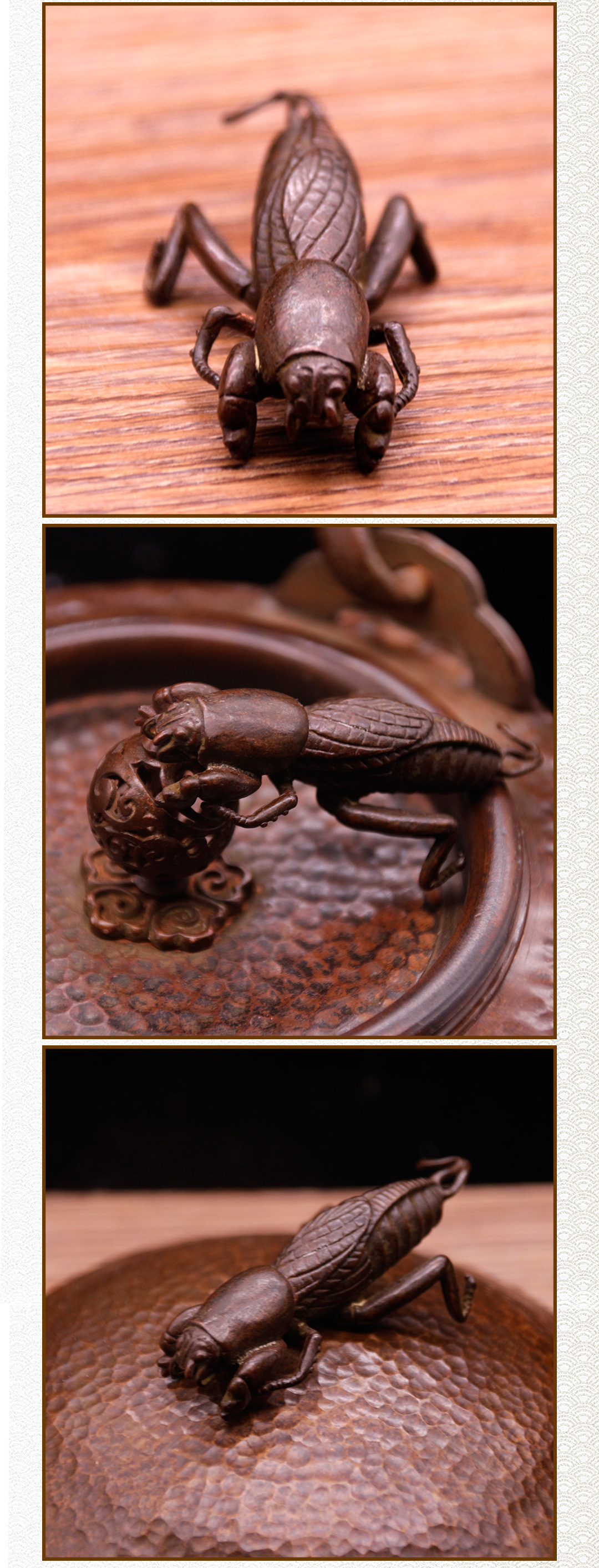 纯铜蝼蛄茶宠蝲蝲蛄茶盘茶玩摆件笔搁架功夫茶具配件复古工艺品