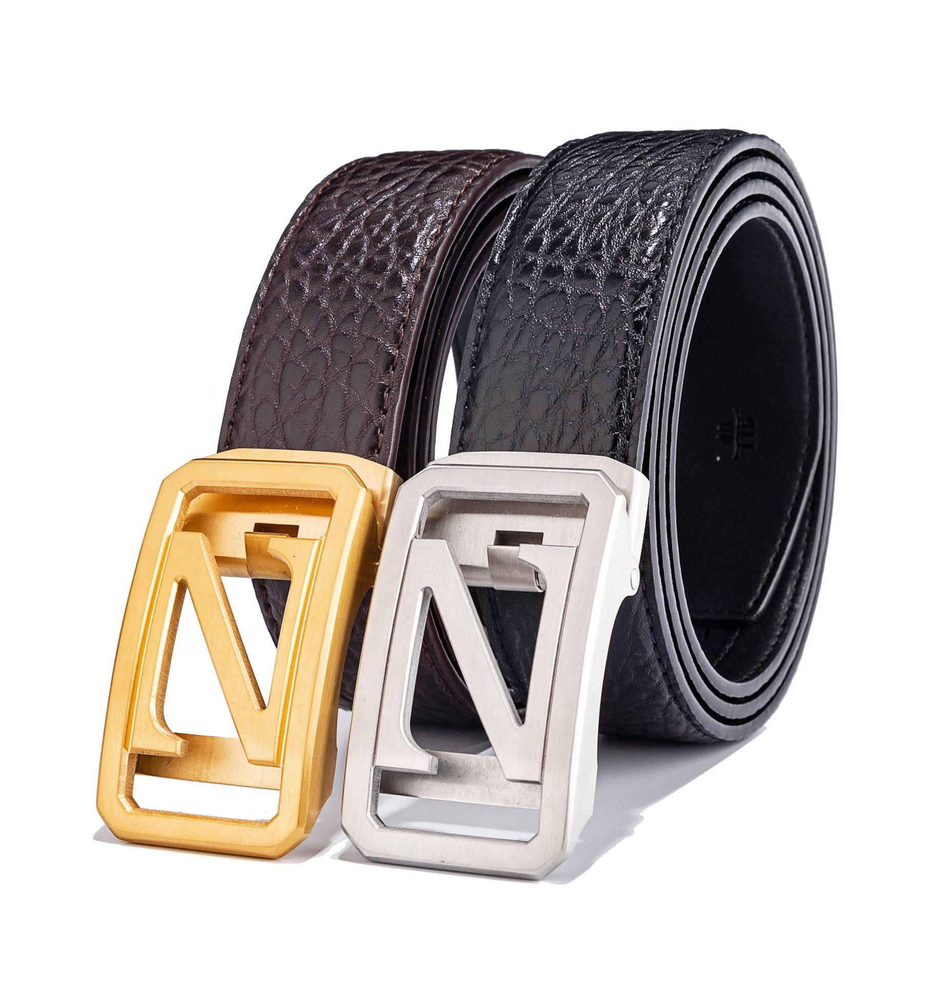 男士钢扣真皮腰带 高端品质 原版大象纹进口头层牛皮自动扣皮带