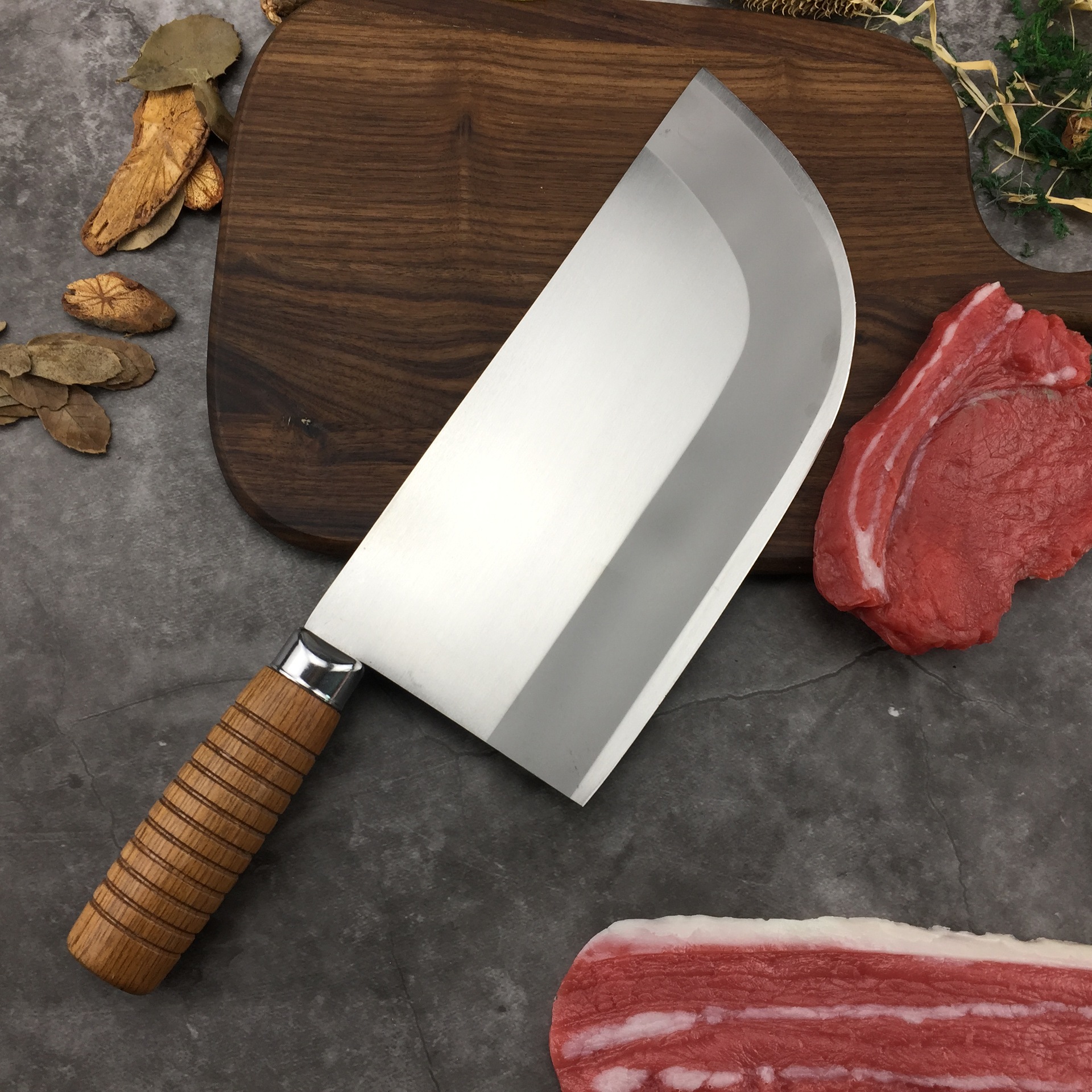 不锈钢锻打猪油刀猪肉刀锋利耐磨锻打屠宰刀分割切片刀厨房菜刀