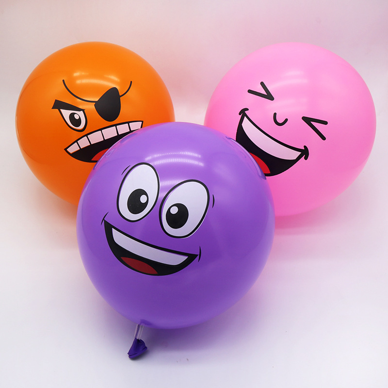 12寸加厚气球彩色表情包笑脸100个装儿童生日派对 2.8克卡通气球