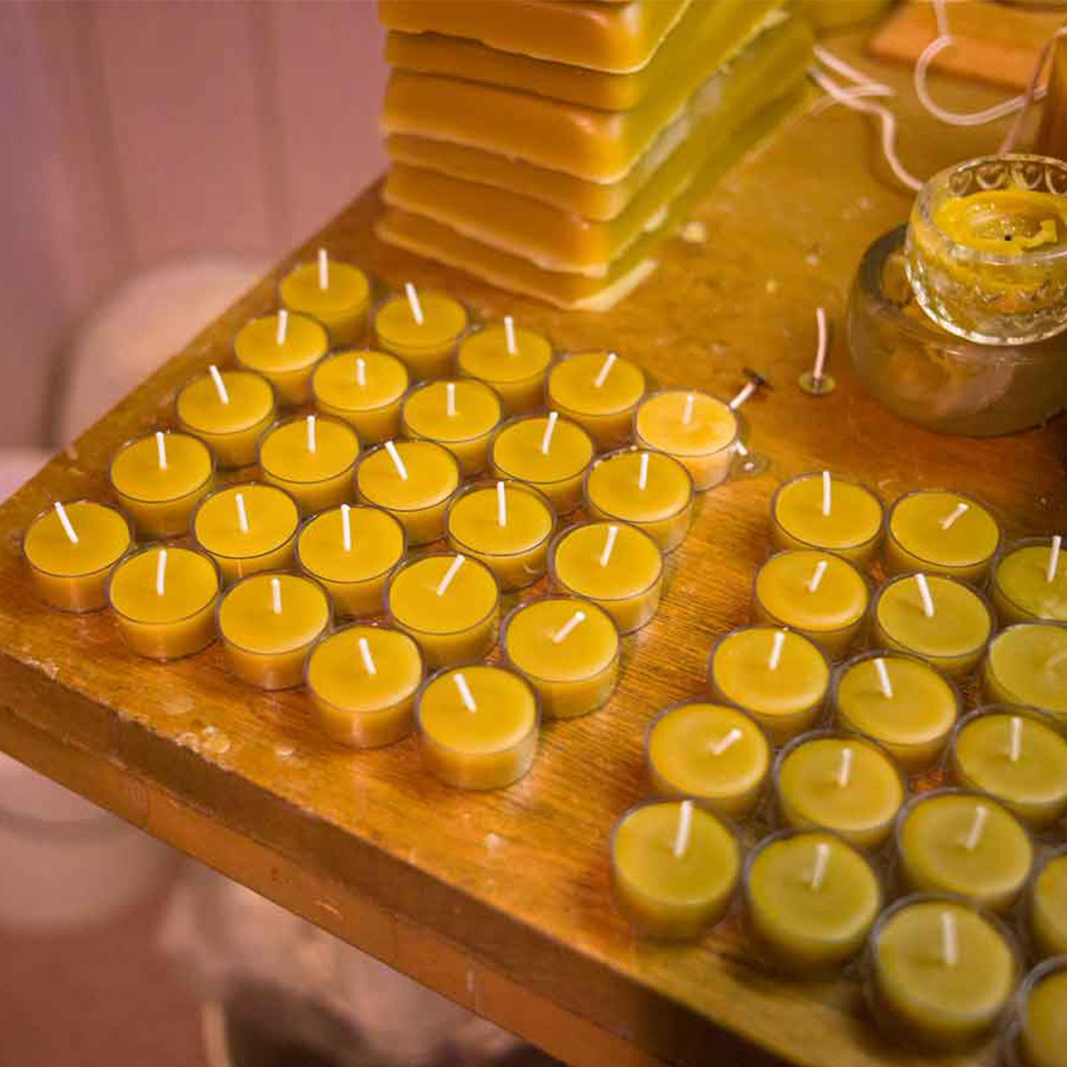 蜂蜡煮茶蜡烛手工tealight瑜伽礼佛节日酒店祈祷蜂蜡茶蜡