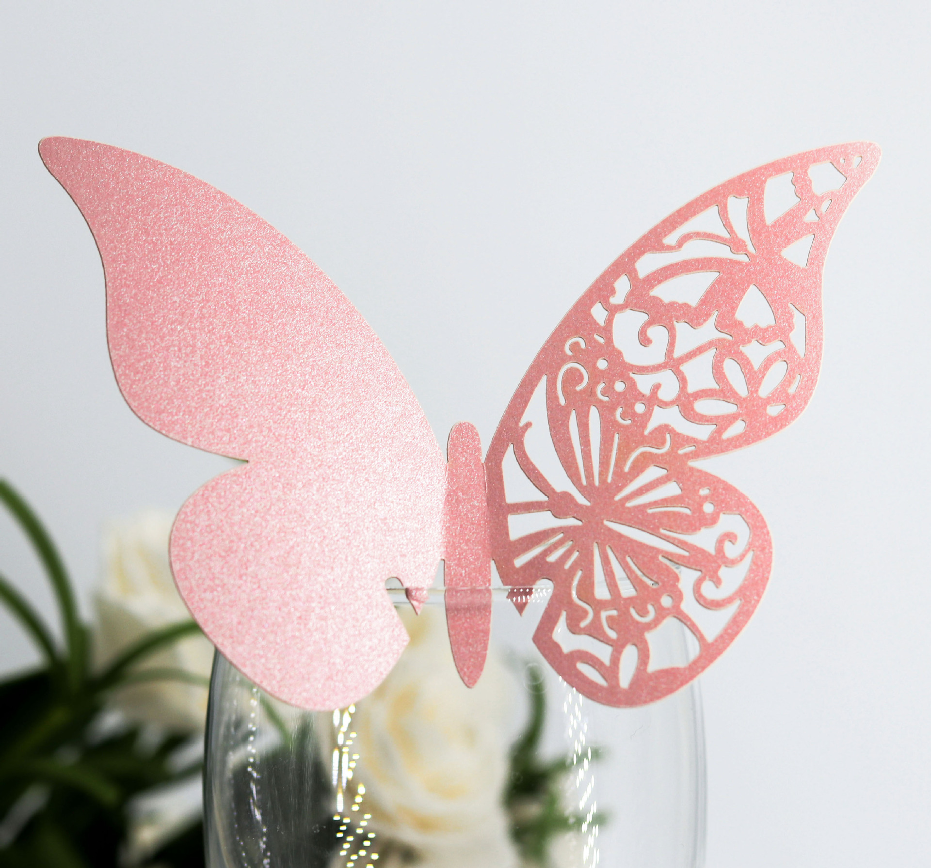 出口红酒杯杯卡 插卡 激光镂空酒店用品装饰卡批发紫色蝴蝶款