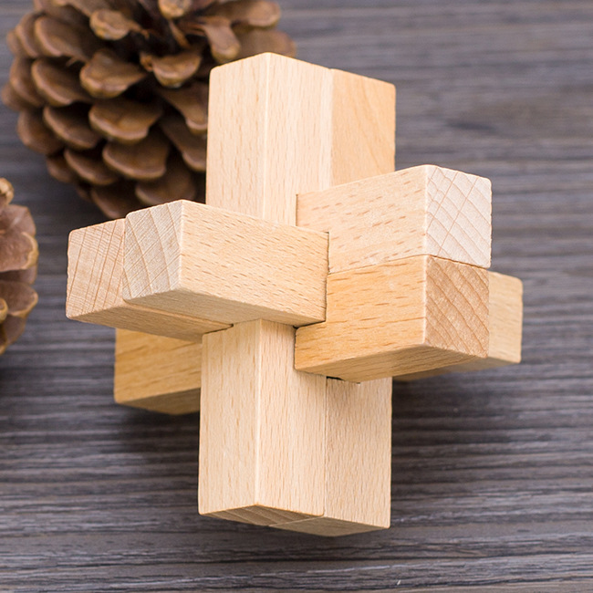 榉木六根鲁班锁孔明锁木制儿童古典益智力玩具解锁拆装高难度学生