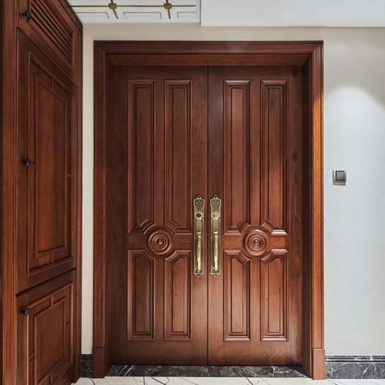 武汉家具厂家定制批发全实木双开推拉实木门全屋定制新中式实木门