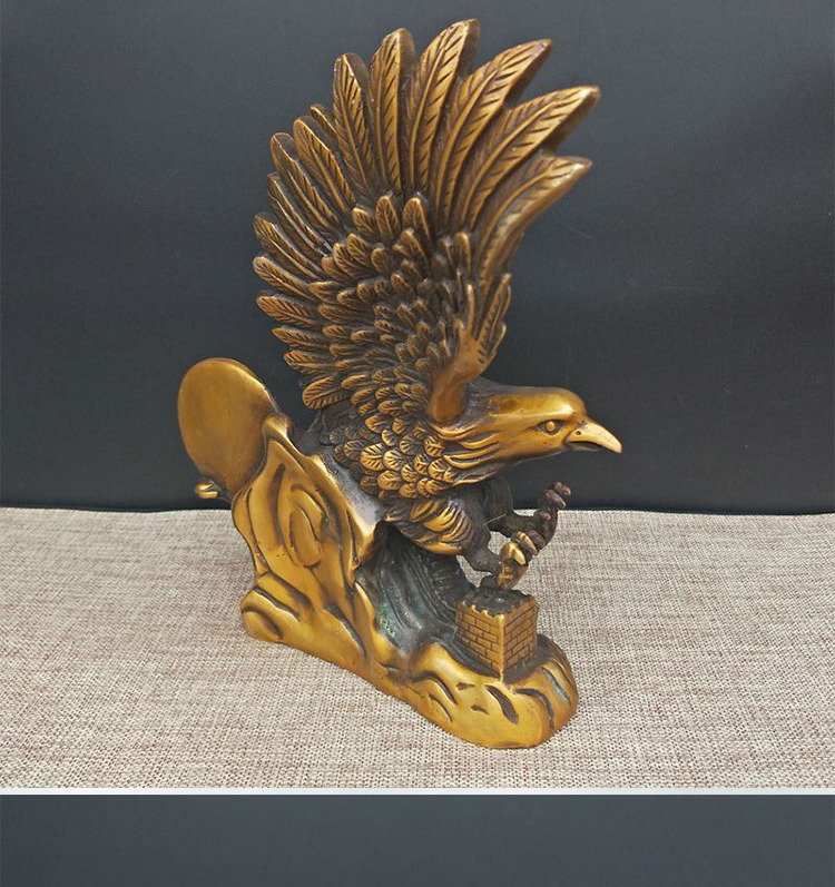 纯铜拼搏鹰摆件大展宏图黄铜老鹰办公室装饰乔迁开业礼品风水摆件