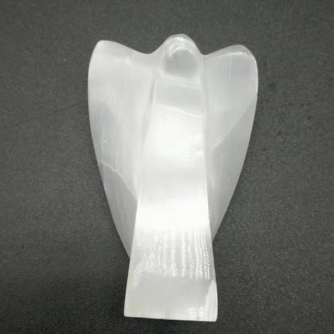 天然透石膏天使3款白色亚硝酸盐石膏办公居家装饰品把玩摆件批发