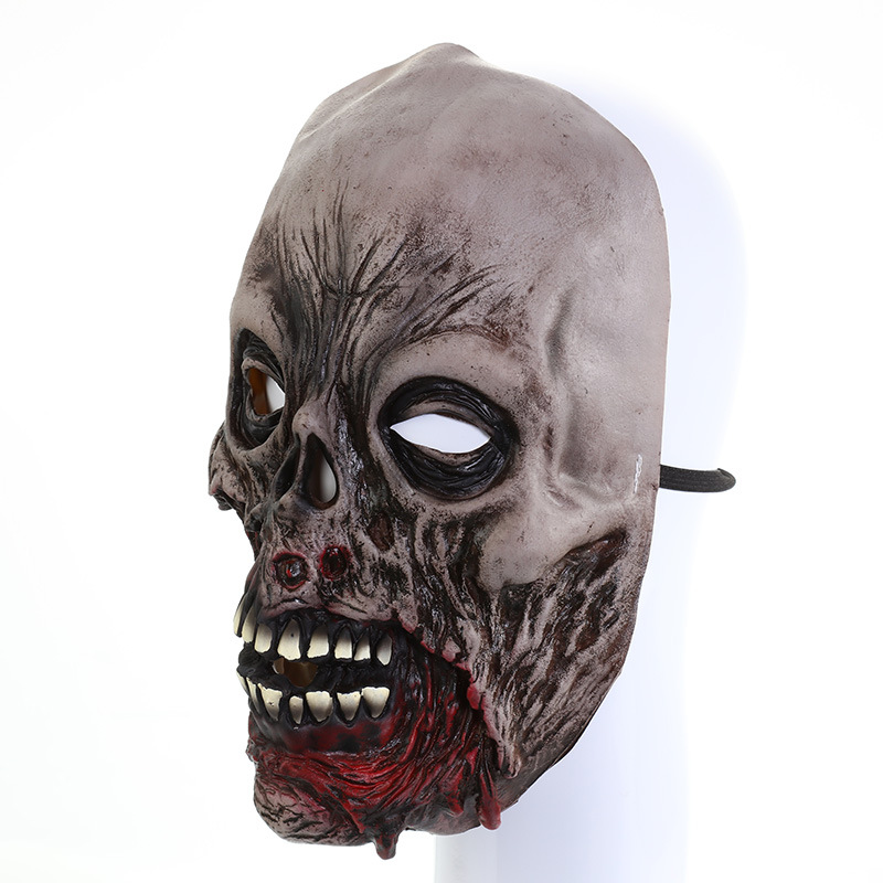 万圣节恐怖乳胶道具批发烂脸丧尸鬼面具血脸僵尸尖叫死神恶魔面具