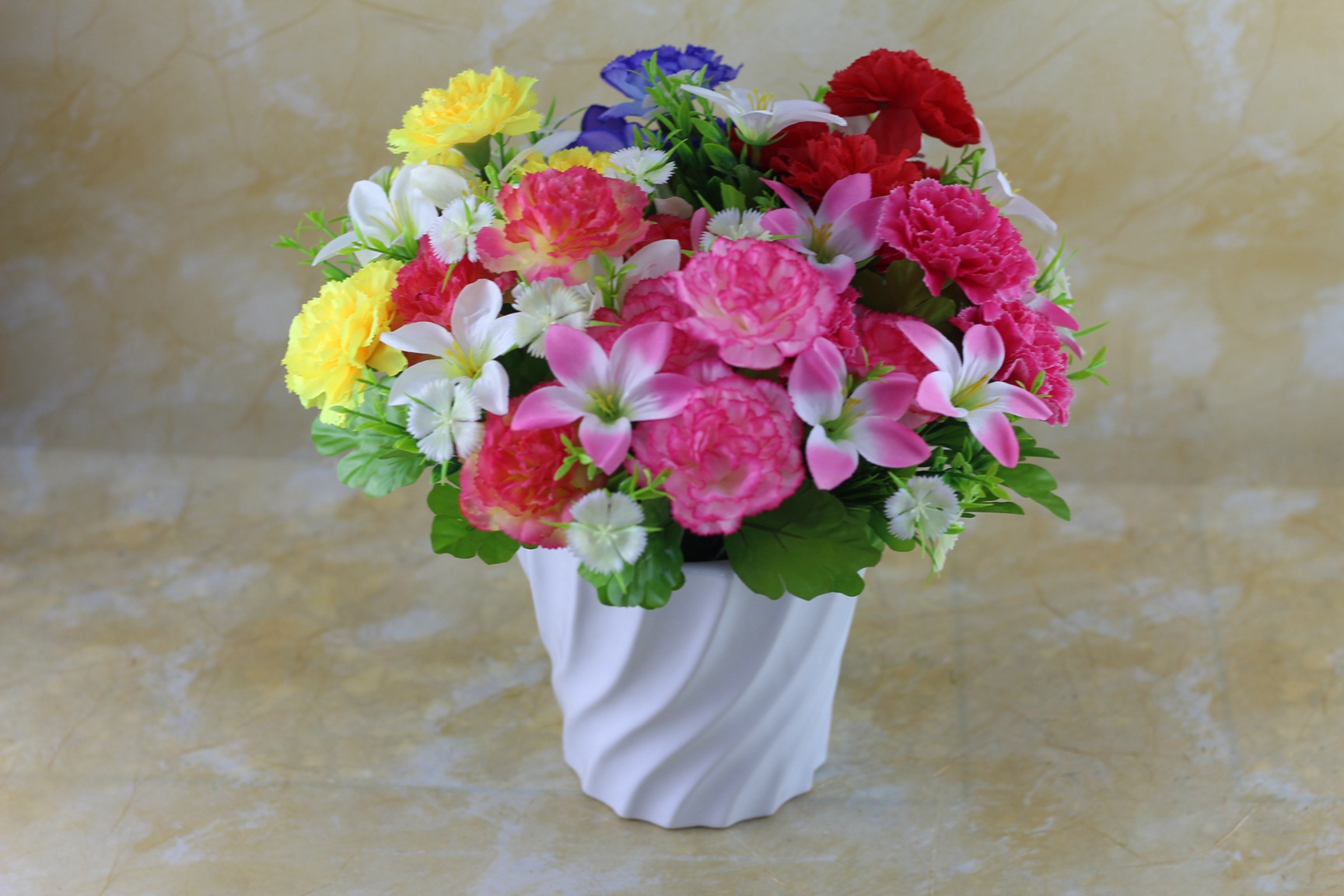 仿真花丝花 厂家批发小把花 绢花 塑料花 百合花康乃馨花艺