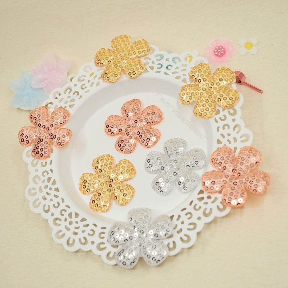 亮片布艺花片 手工diy饰品配件儿童发夹玩具帽子礼盒装饰服装辅料