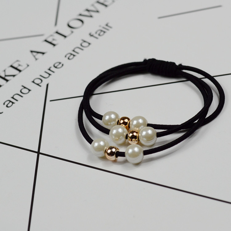 韩国绑头绳气质珍珠皮套扎头发多层弹力橡皮筋发绳发圈丸子头9珠