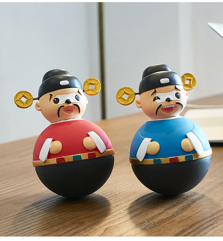 创意财神爷不倒翁工艺品摆件家居装饰品办公室桌面中式布置小摆设