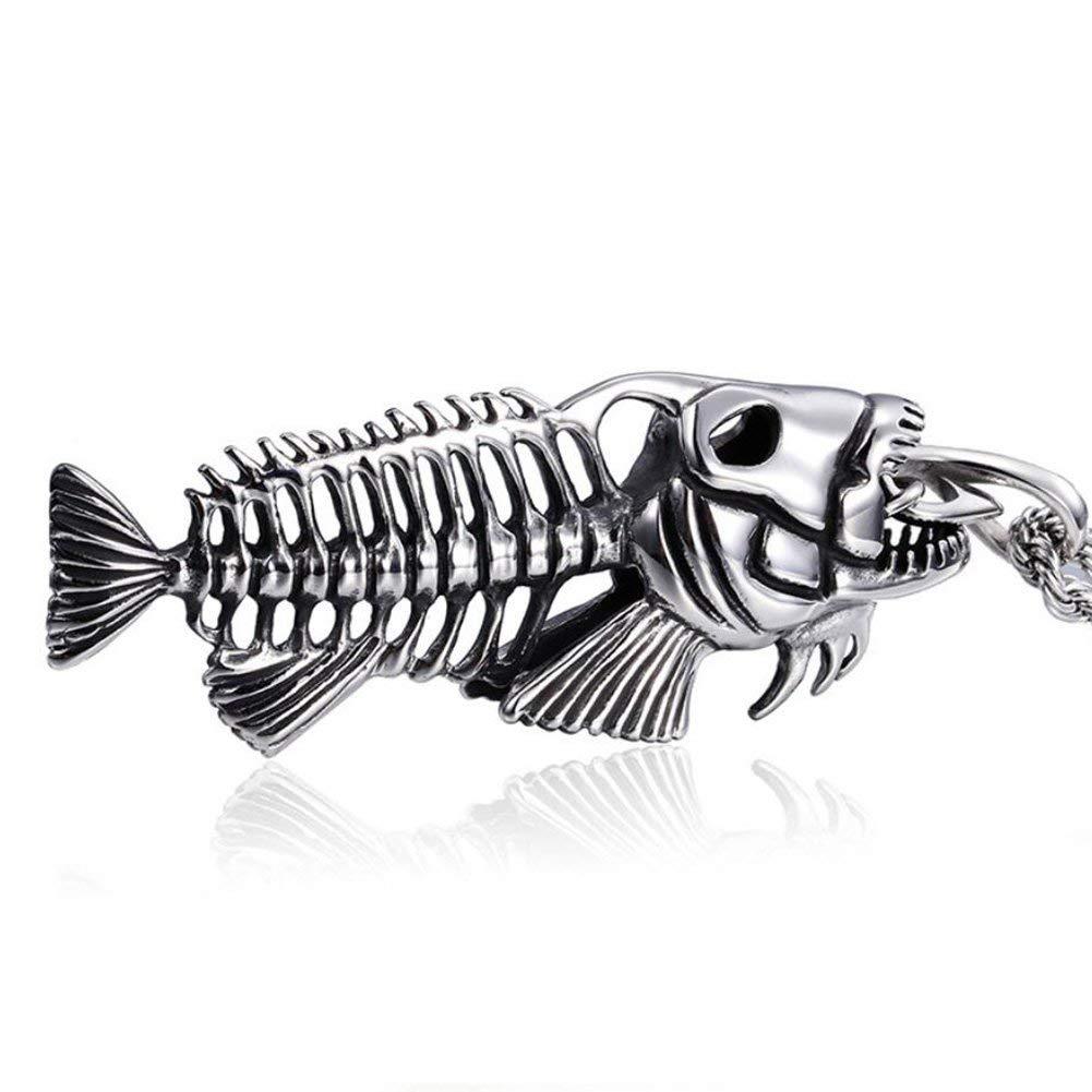 欧美爆款饰品鱼骨项链吊坠 夸张嘻哈项链复古鱼骨吊坠