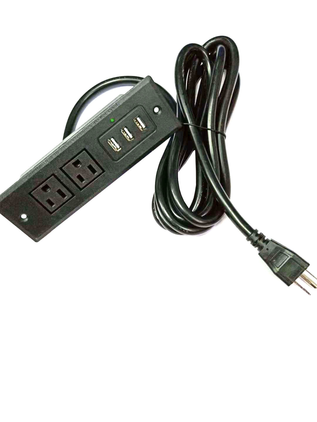 美规多功能家具usb电源插座美式办公桌面排插床头书柜ul家俱插板