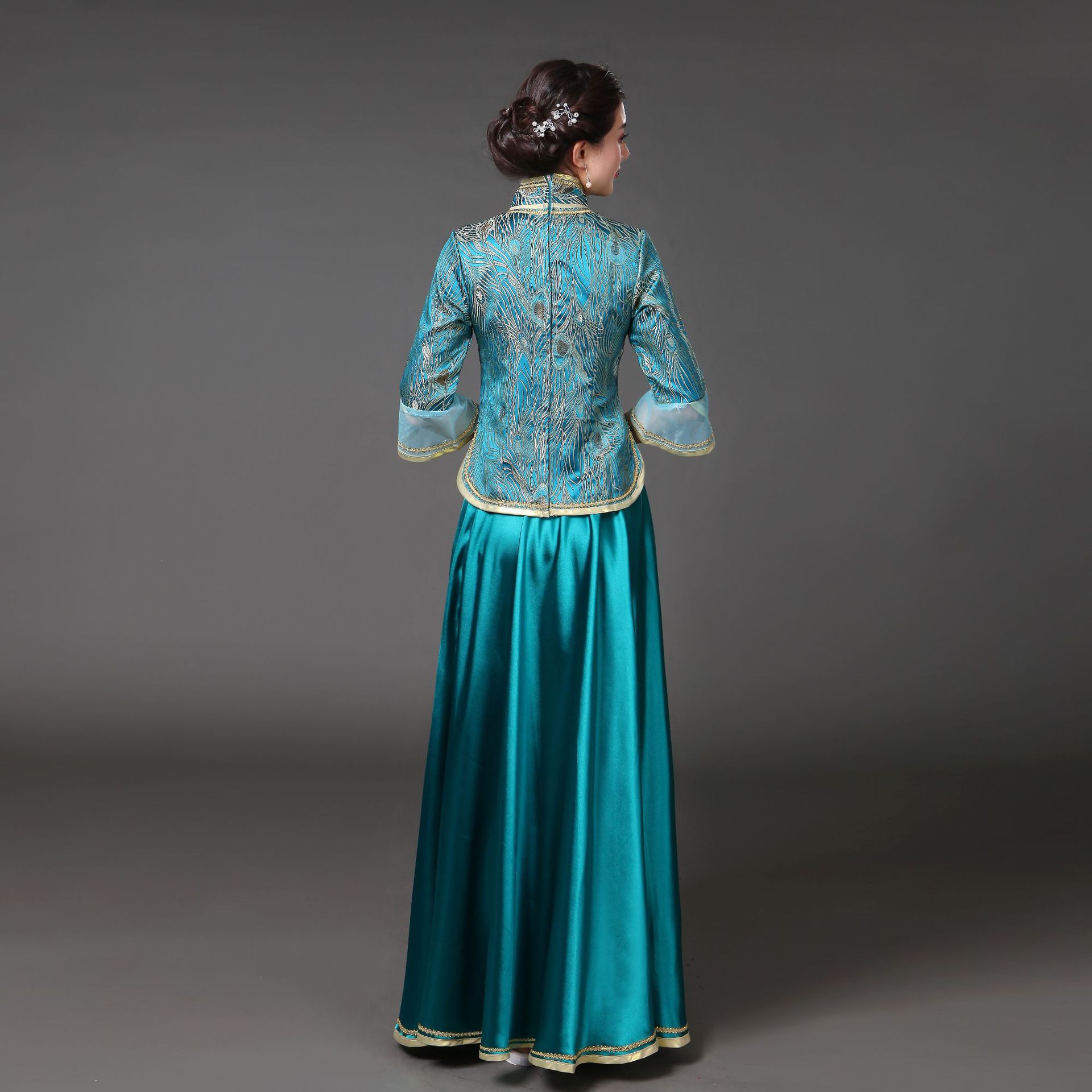 民国风大合唱团演出服装伴娘服装成人中老年古筝表演礼服高中学生