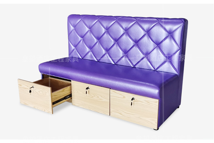 厂家直销足疗技师房沙发椅自带板式抽屉沐足城软包卡座沙发三人位