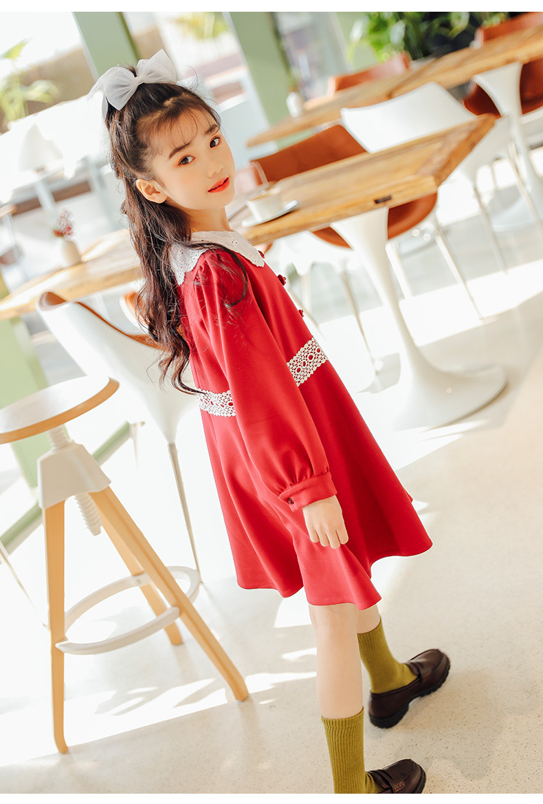 女童裙子2019新款女孩秋装长袖中大童韩版童装儿童秋季洋气连衣裙