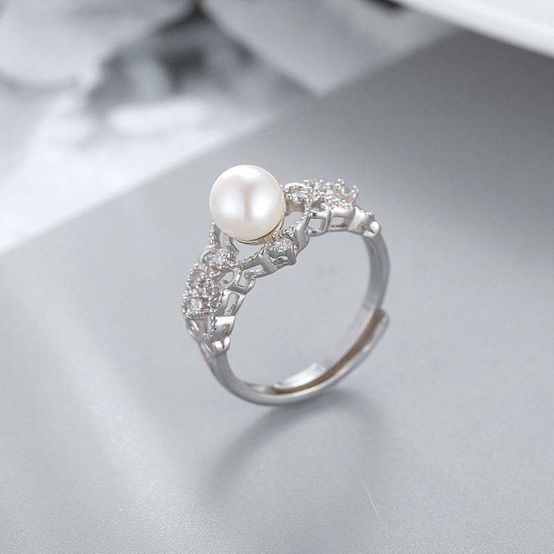 Wanmei European and American New Fresh Water Open-End Pearl Ring 925 Silver Korean Style Fashion Ring DIY Clasp Accessory Manufacturer