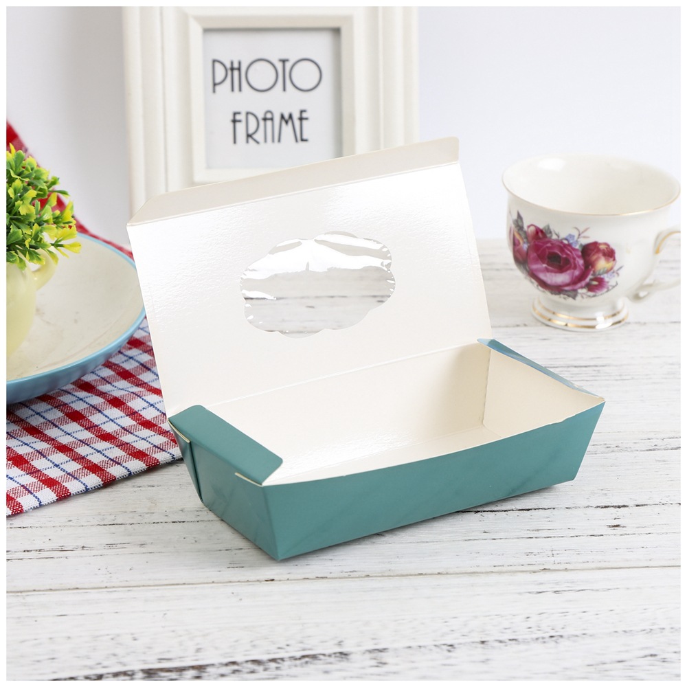 开窗一次性白卡纸打包盒长方形快餐盒纸盒 外卖打包饭盒定制logo