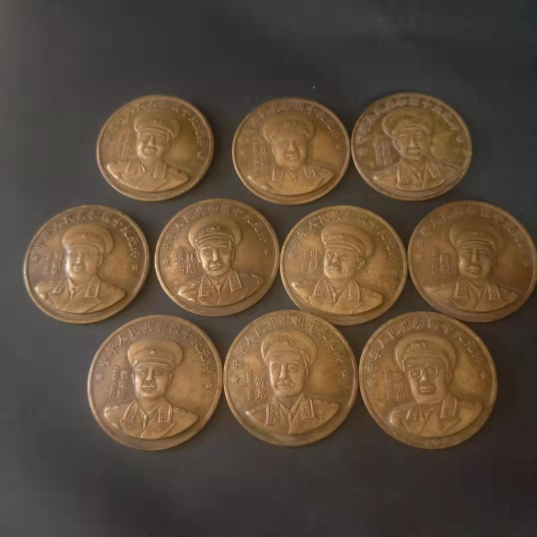 复古文革时期像章 徽章 十大元帅铜像 纯铜勋章-阿里巴巴