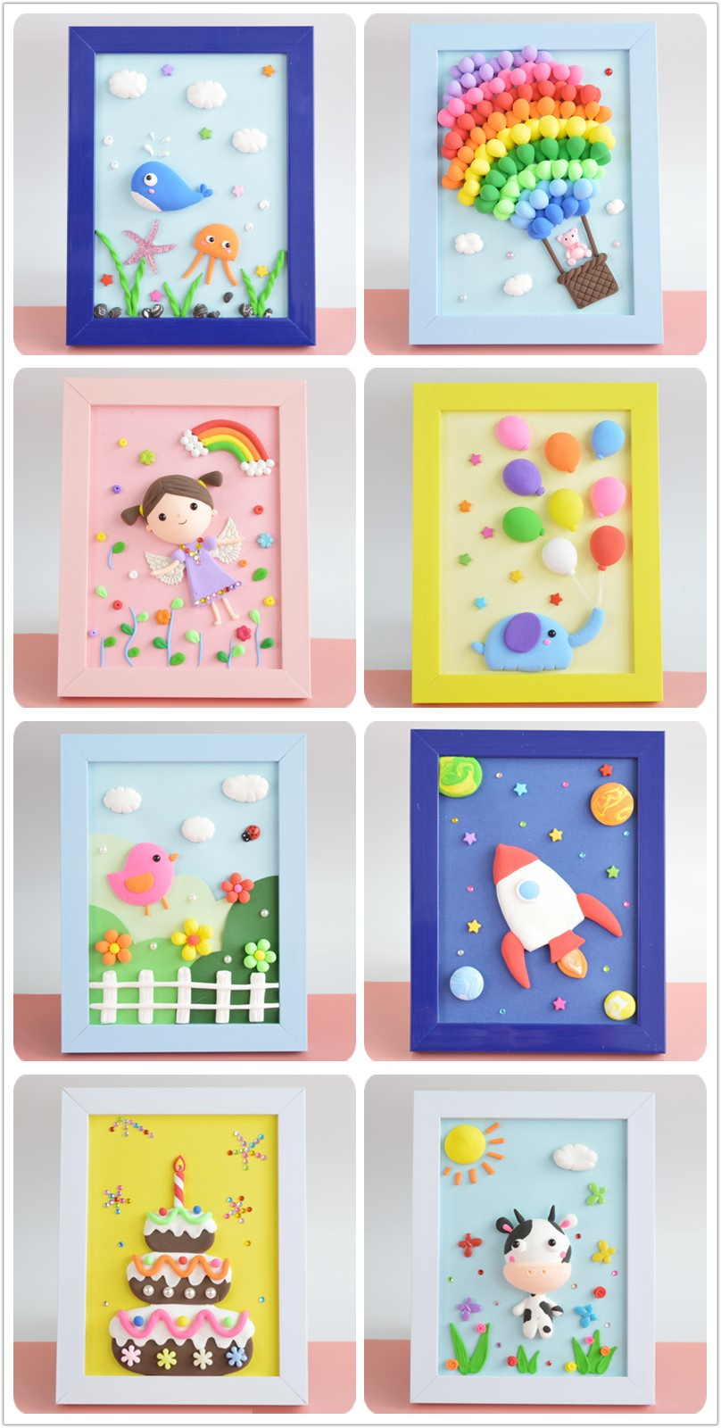儿童手工创意diy粘土立体3d相框装饰画艺术画亲子益智玩具材料包