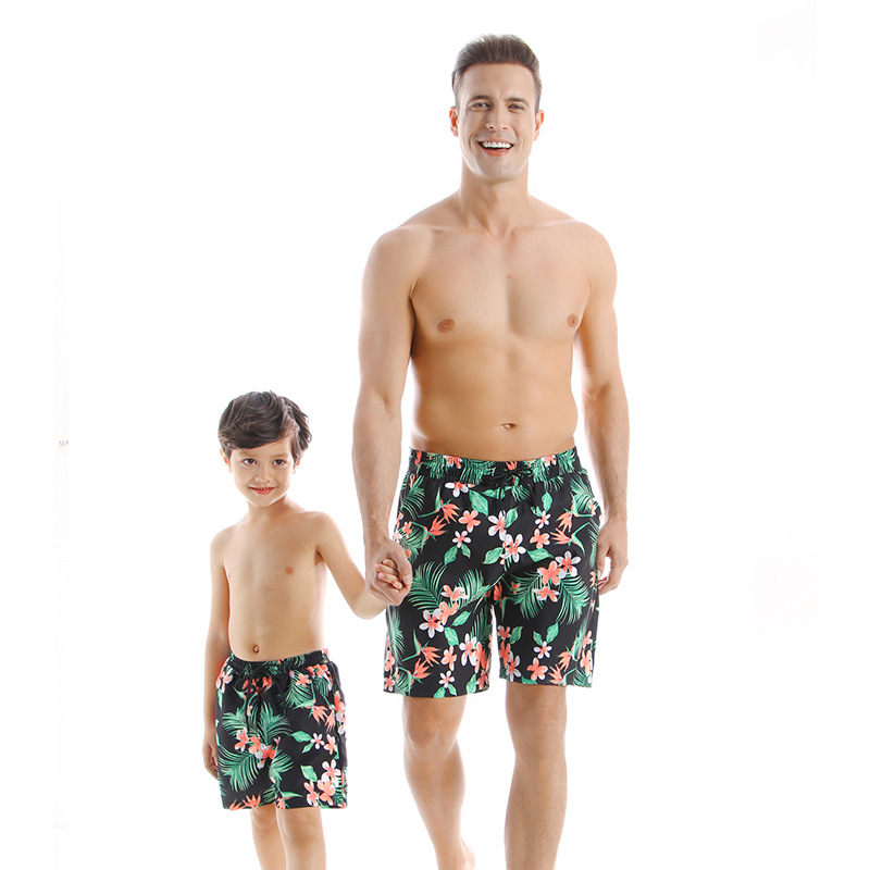 Hi Fish New Parent-Child Swimsuit Quick-Drying Beach Pants Children Swimsuit Factory in Stock Wholesale