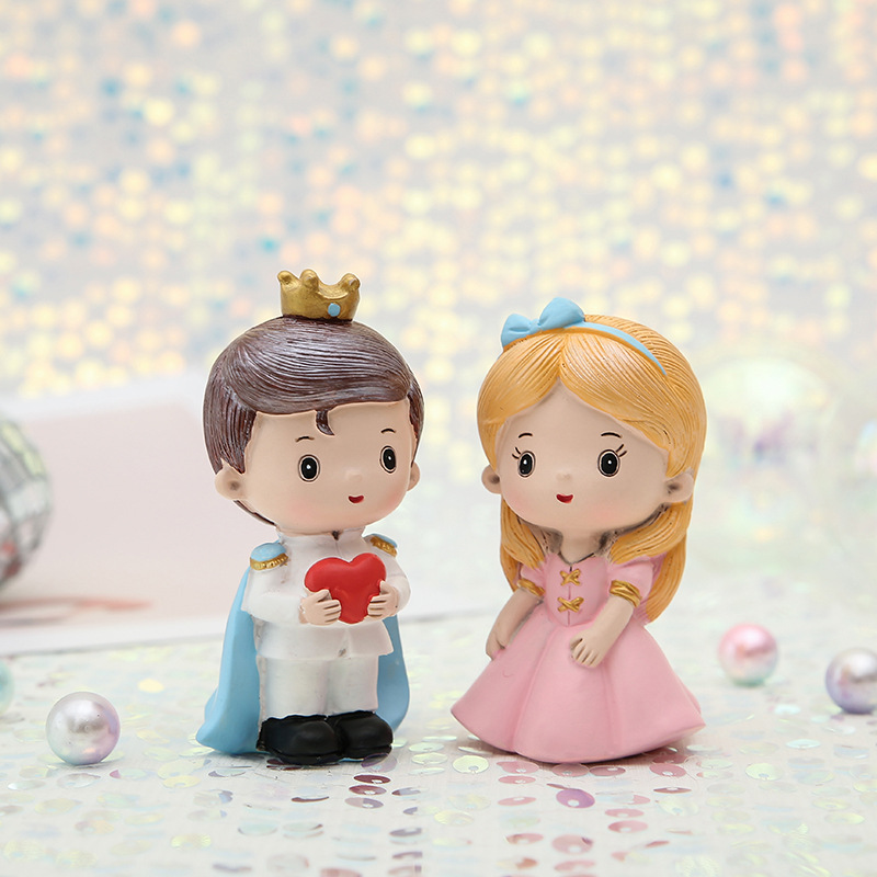 羽星版权王子公主生日蛋糕摆件卡通可爱工艺品树脂派对装扮礼物