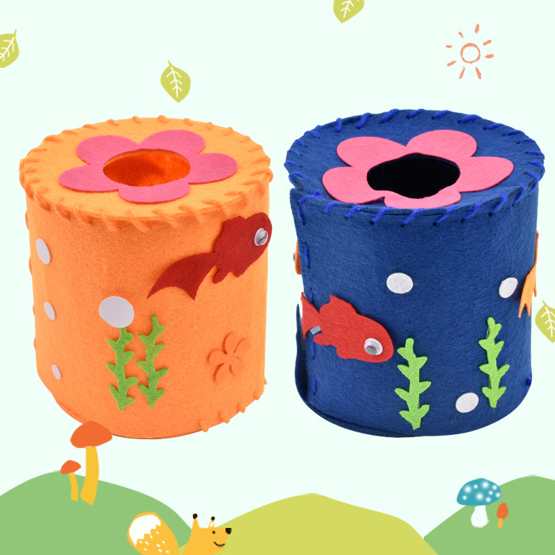 儿童布艺筒立体diy玩具幼儿园宝宝创意粘贴制作不织布卷纸筒