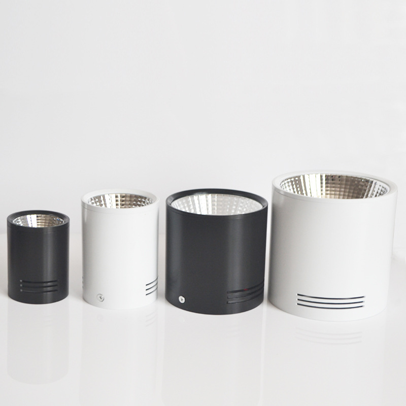 明装筒灯cob吊杆射灯led12w15w免开孔吸顶背景墙餐厅书房客厅吊灯