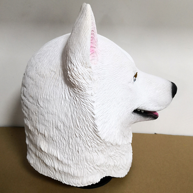 万圣节动物雪豹犬乳胶面具白色哈士奇狗头头套面具跨境货源