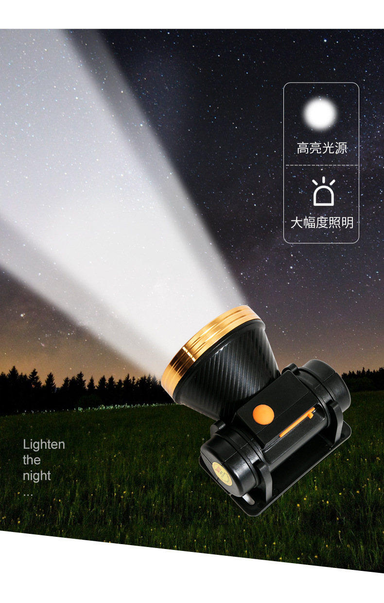 led头灯强光可充电头戴式手电筒超亮远射防水耐用夜钓鱼工矿灯