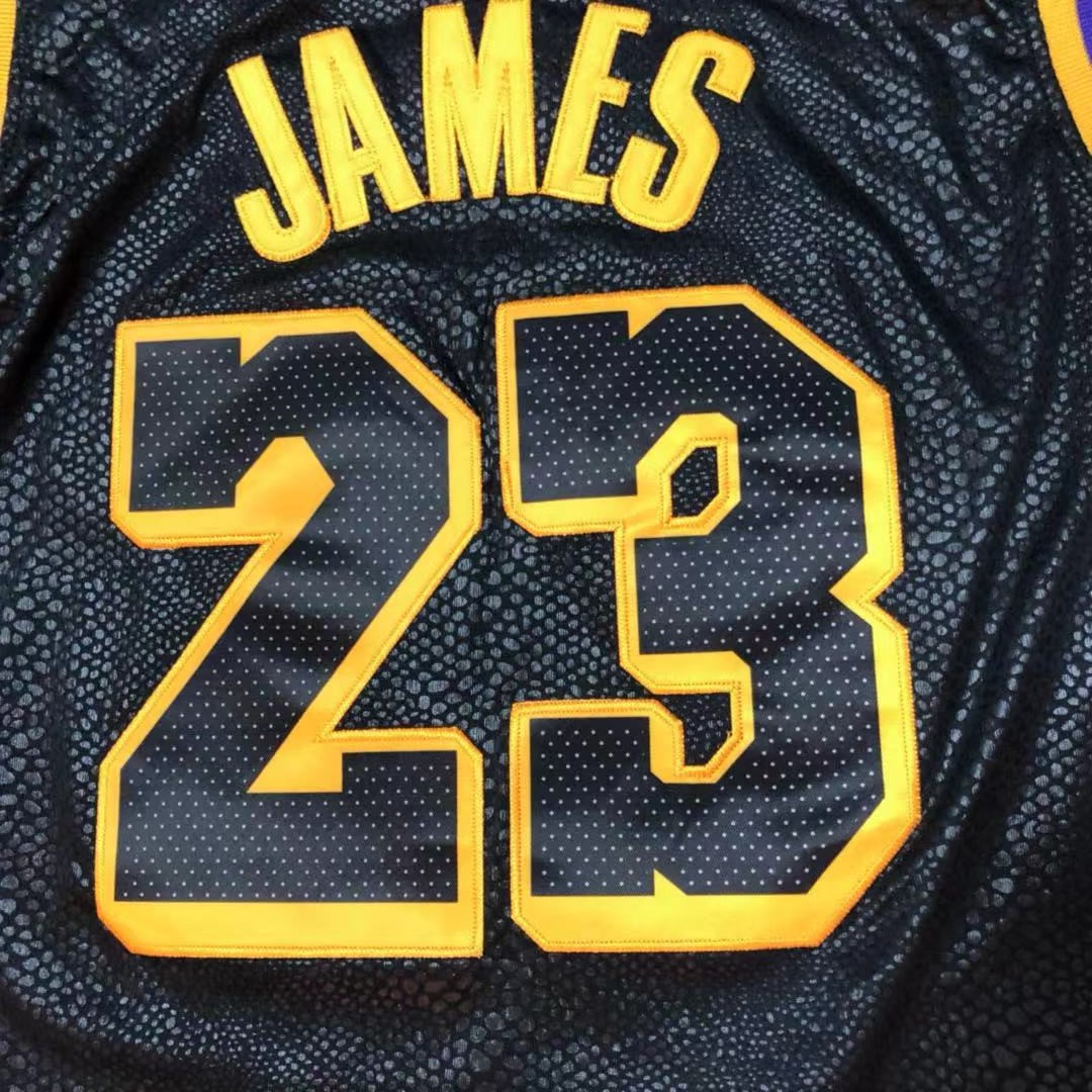 新款湖人队新赛季詹姆斯球服23号24号8号城市版刺绣球迷运动衣