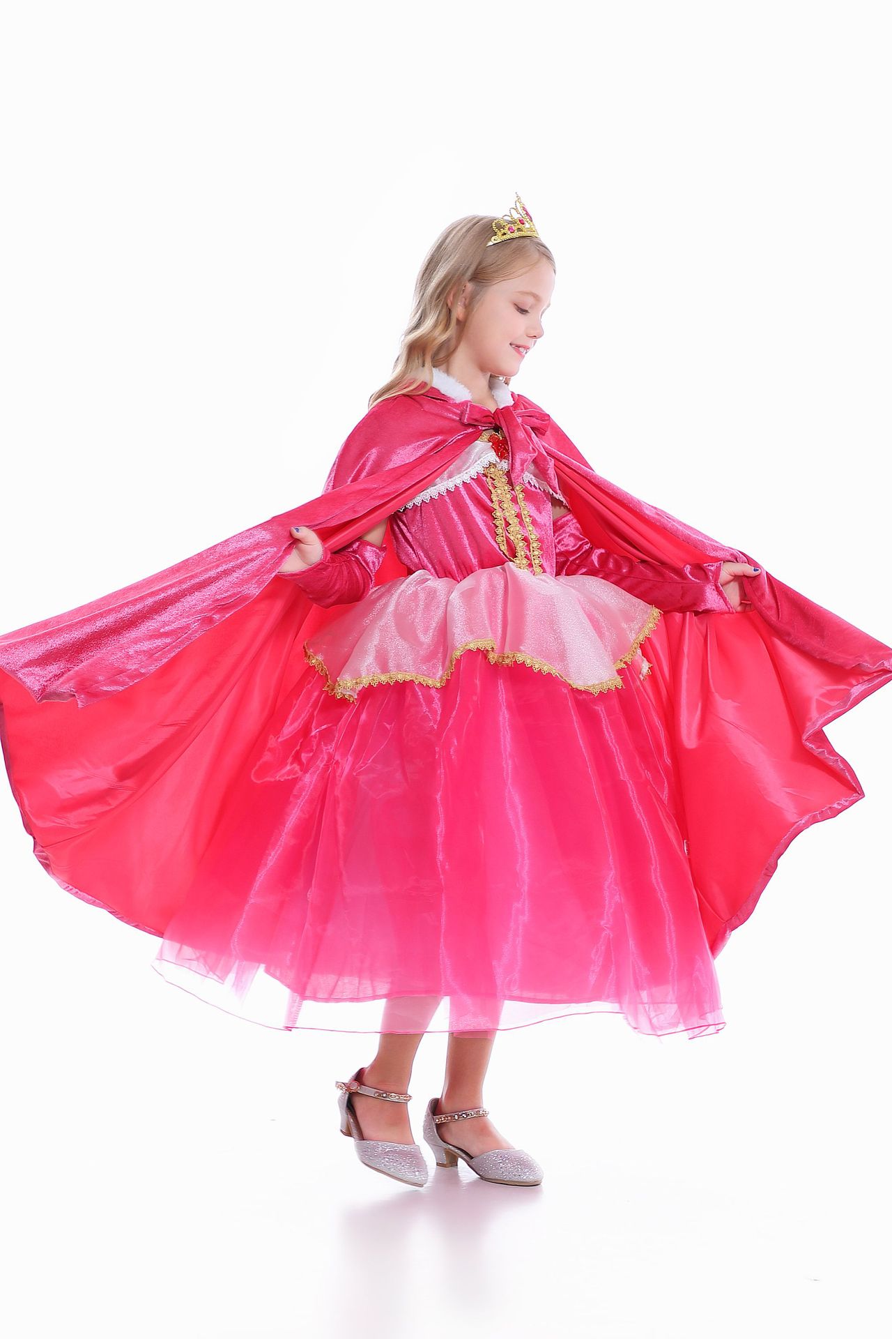 女童冰雪奇缘长披风连帽大斗篷秋冬保暖苏菲亚披风白雪贝儿爱洛新