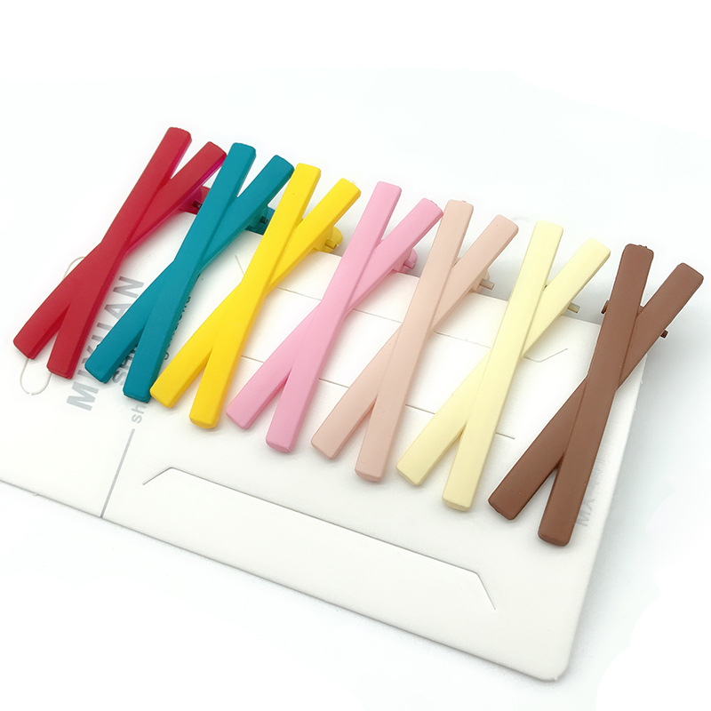 糖果色塑料女童发夹一字夹欧美跨境时尚小学生刘海发卡2元店货源-阿里
