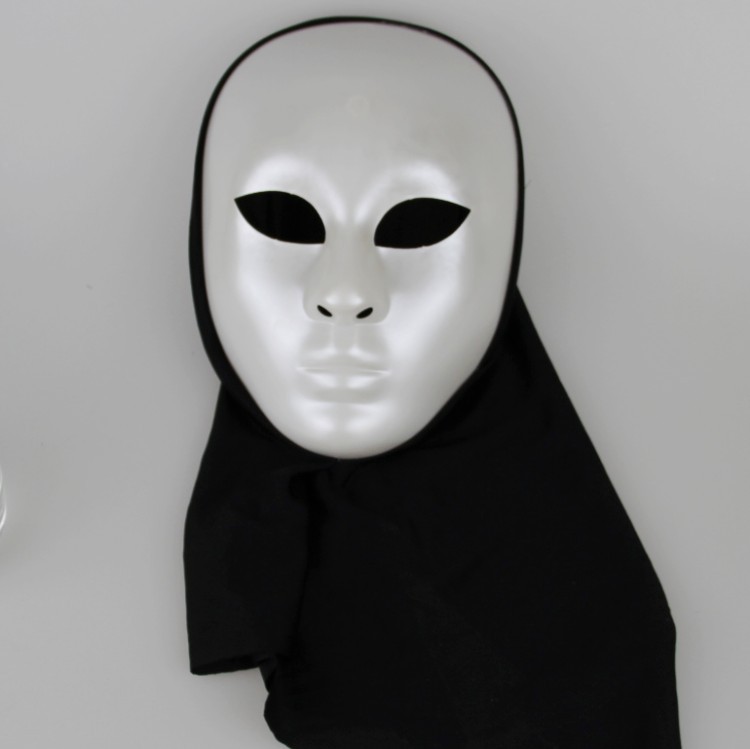 意大利威尼斯全脸白色面具圆脸四方小丑面具男女底胚头套表演假面
