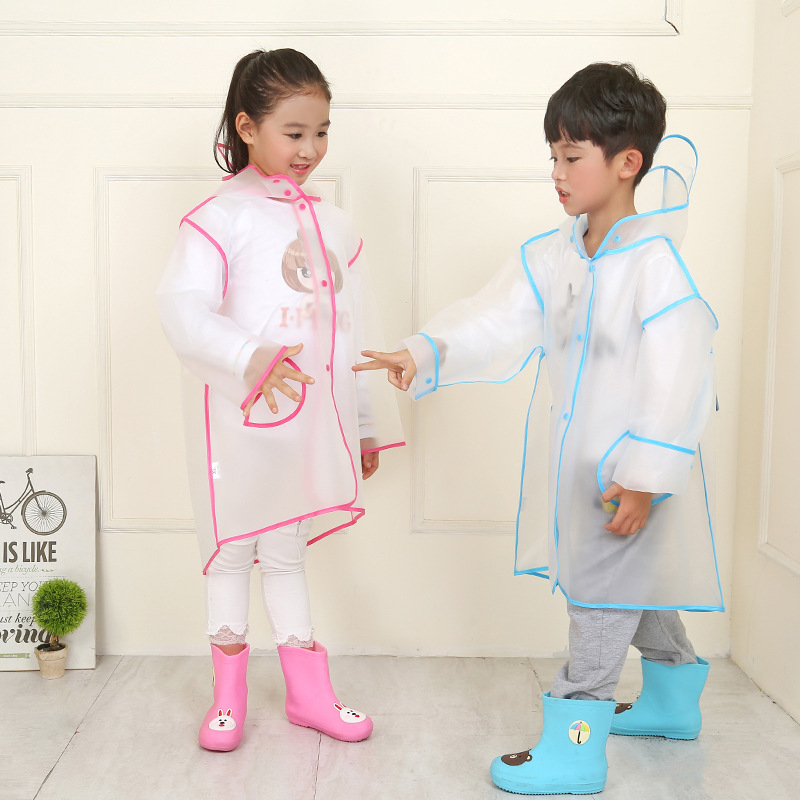 Factory Supplier Children Student Eva Transparent Raincoat Thickened Creative Poncho Printable Logo