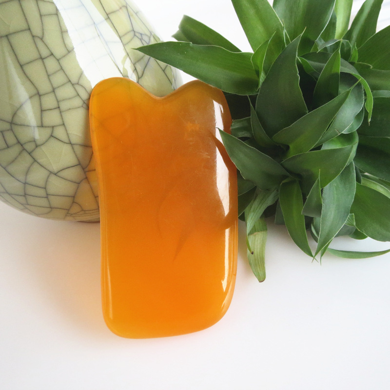 厂家供应蜜蜡 树脂刮痧板 养身保健 按摩刮痧方板元宝形刮痧片