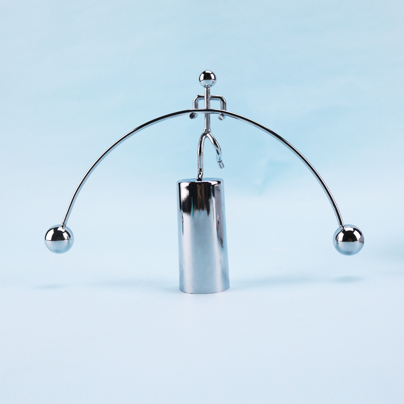 创意不倒翁学趣味礼品减压益智玩具球金属小铁人摆件举重平衡