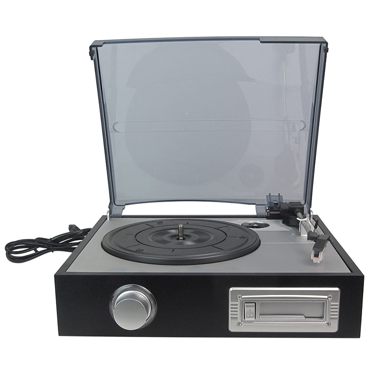 供应可放磁带三速黑胶电唱机 带usb接口红宝石唱头 复古唱片机