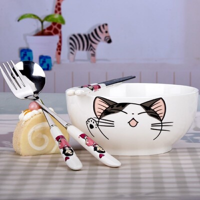 x碗筷单人一套精致学生卡通餐具套装家用卡通可爱套装卡单碗创意