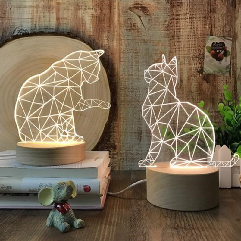 3D Cat Night Light - Look Back