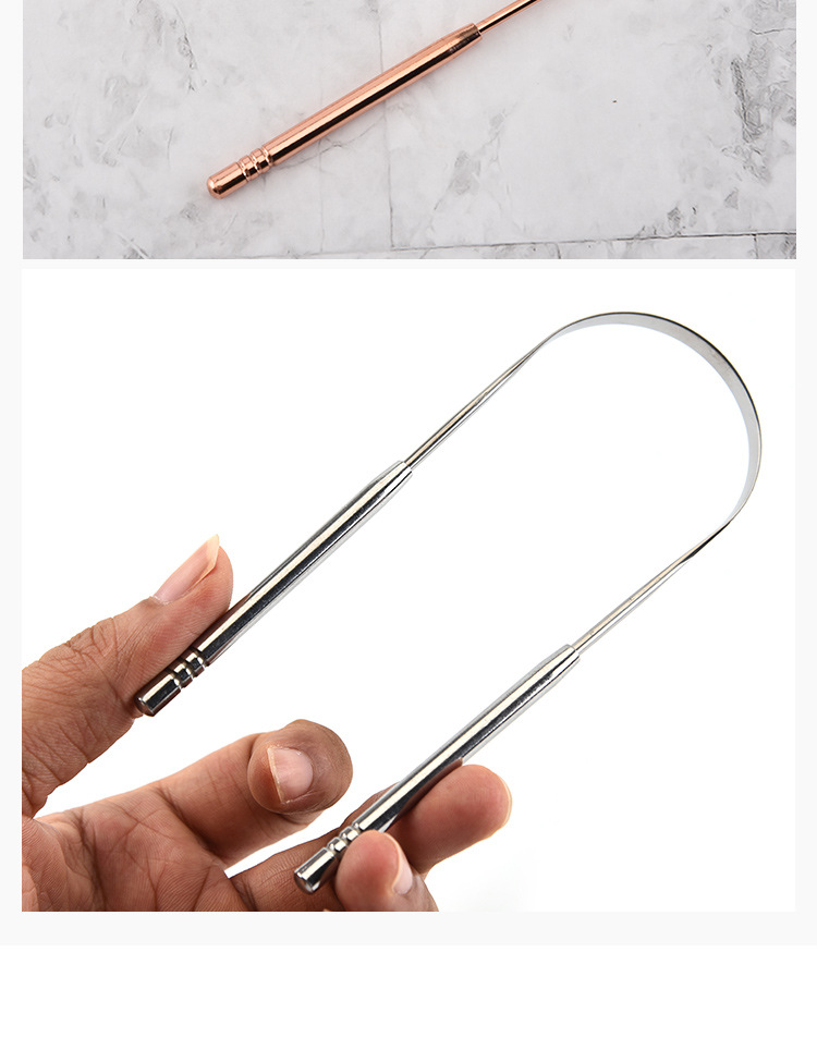 厂家直销不锈钢刮舌器舌苔清洁器成人去口臭舌苔刷口腔护理工具