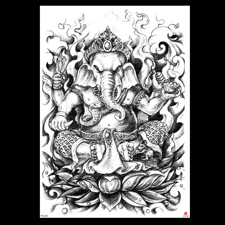 2019新款满背纹身贴大象防水花臂纹身贴现货批发