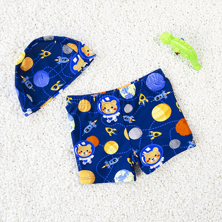 儿童泳裤可爱卡通图案男孩泳裤宝宝泳裤游泳衣儿童款带帽