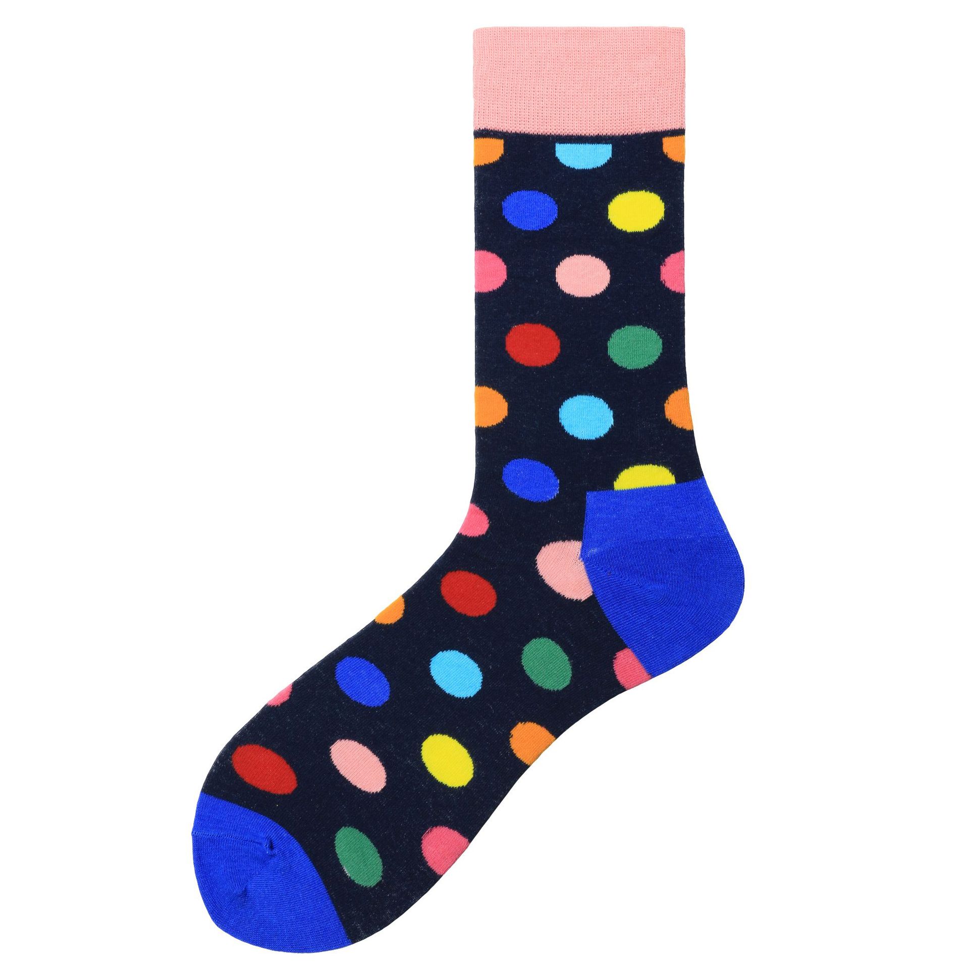 Cross-Border Color Large Version Dot Men's Trendy Socks Tube Socks Amazon Polka Dot Cotton Socks Wholesale European and American