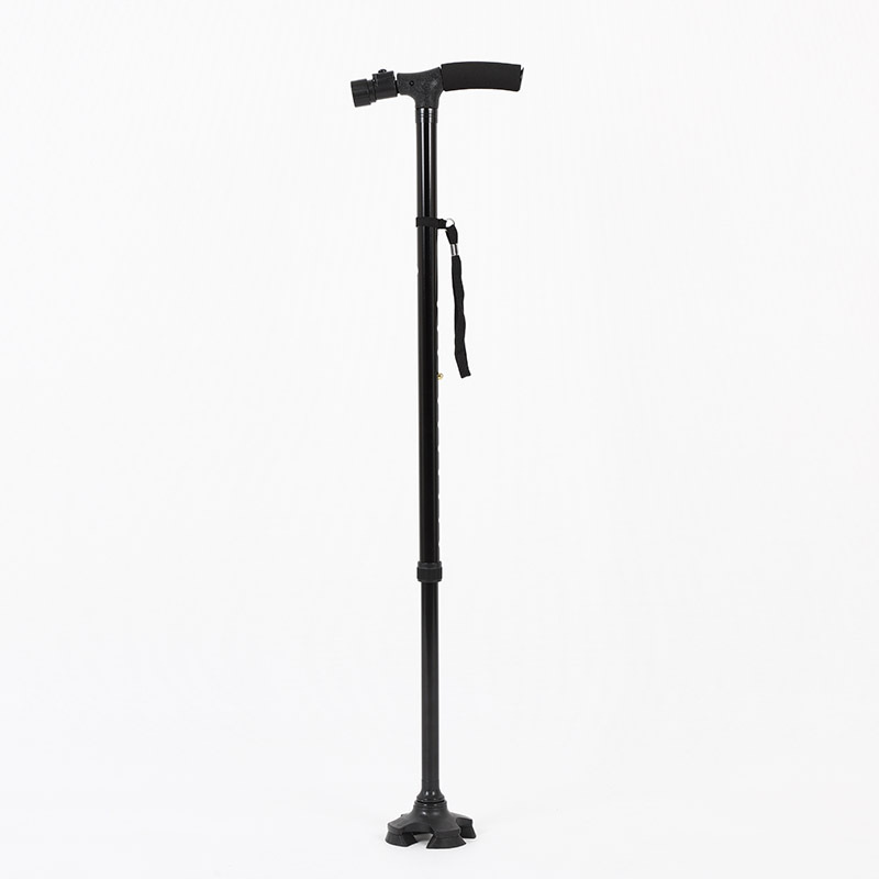 厂家直销可伸缩四脚手杖老人残疾人拐杖大四角拐杖可折叠批发